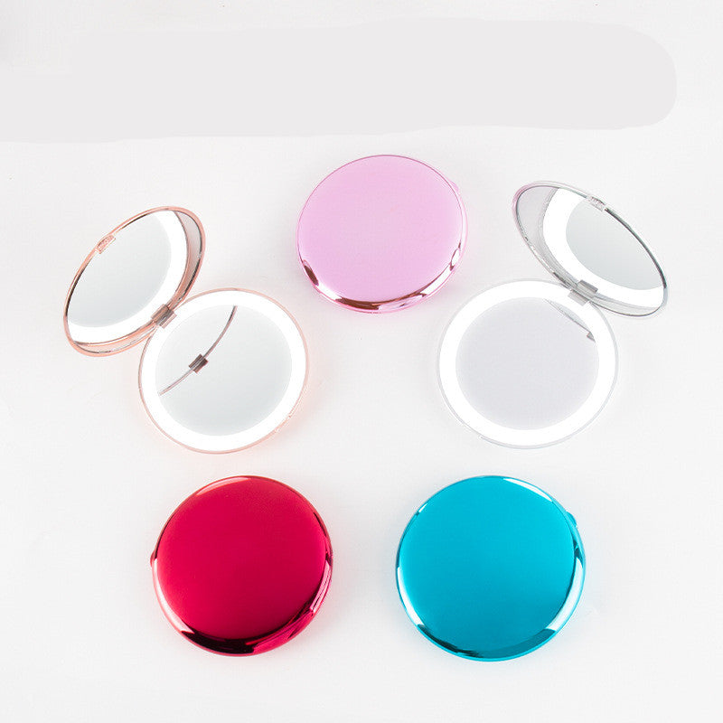Portable LED Makeup Mirror with 2x Magnification